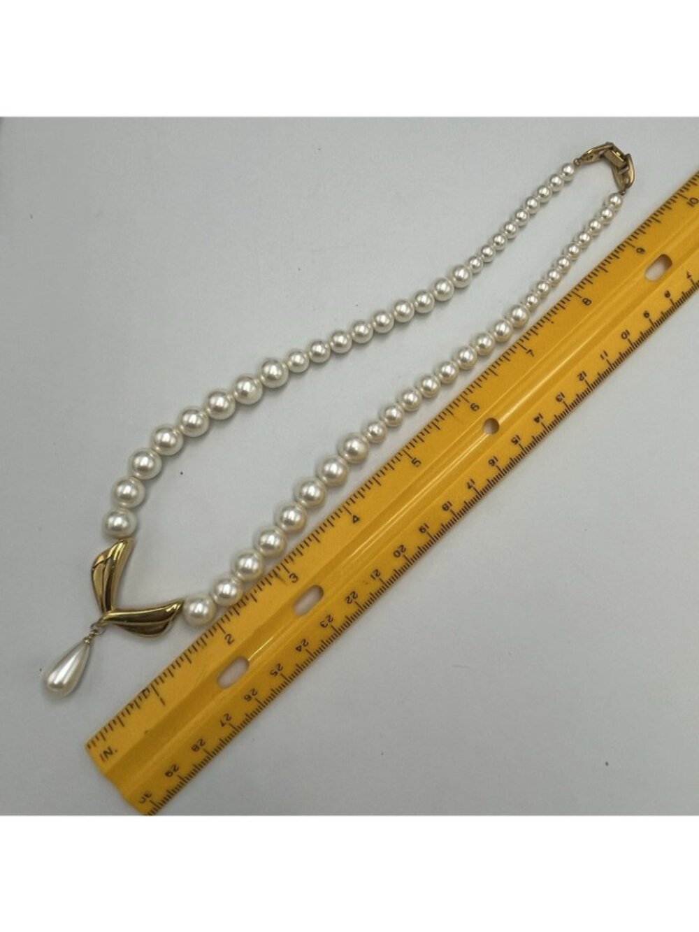Vintage 80s Napier Necklace Faux Pearl Beaded Gold Tone Patent 4,774,743 - Picture 16 of 16